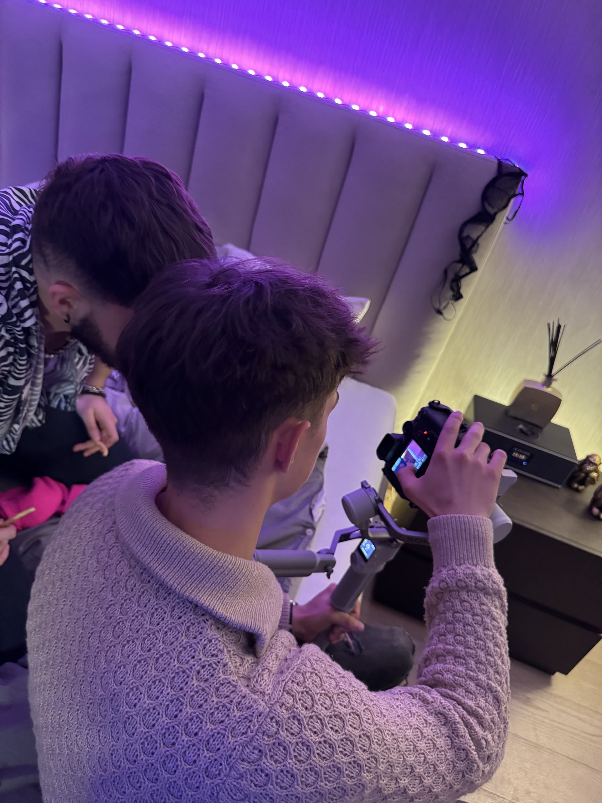 Behind the scenes of an ad video shoot